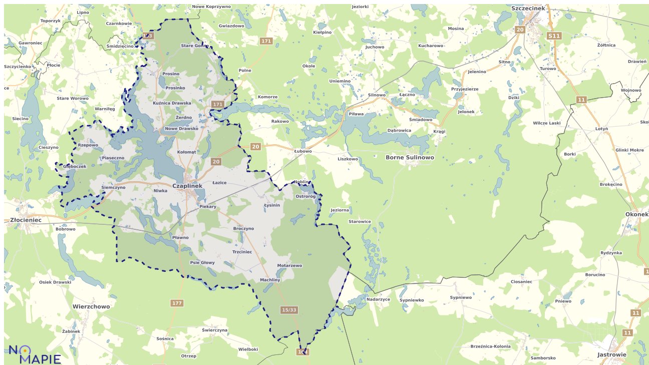 Mapa obszarów ochrony przyrody Czaplinka
