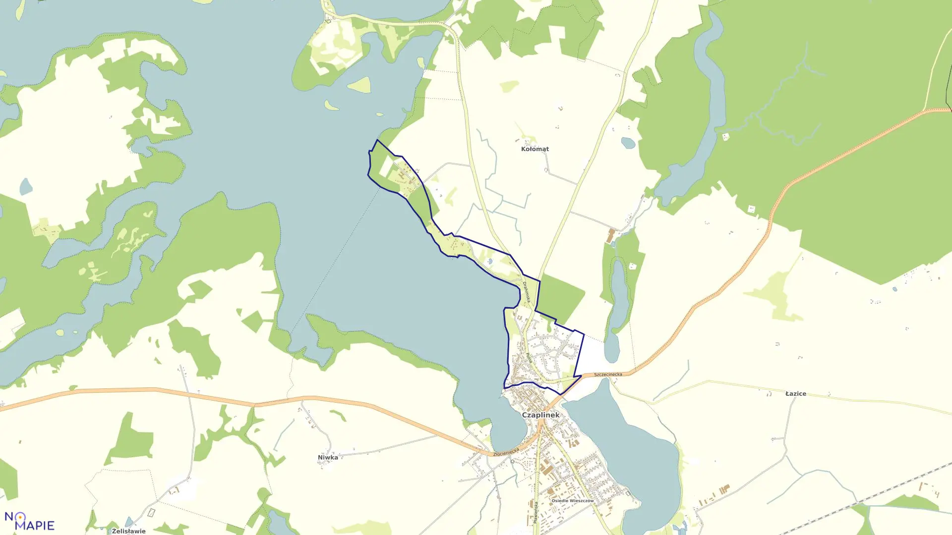 Mapa obrębu Czaplinek 02 w gminie Czaplinek