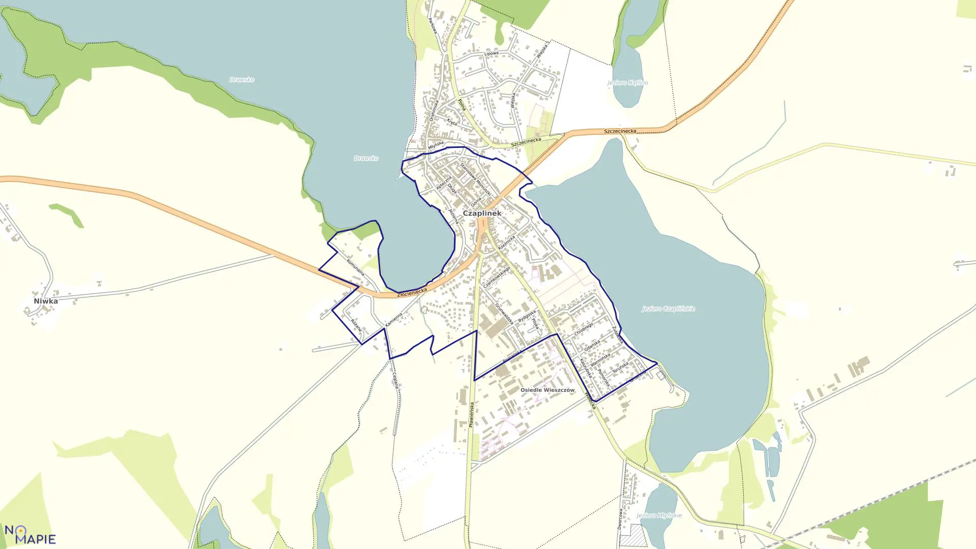 Mapa obrębu Czaplinek 03 w gminie Czaplinek