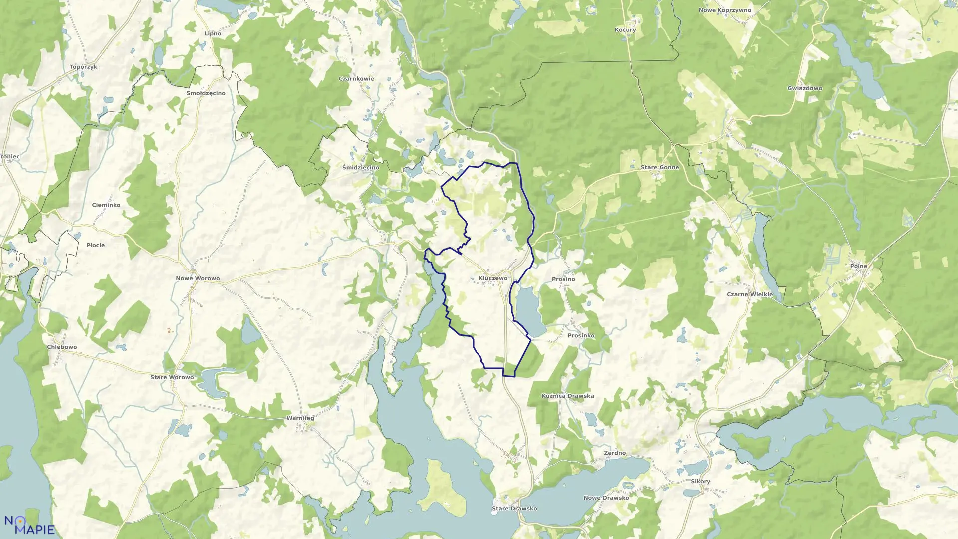 Mapa obrębu Kluczewo w gminie Czaplinek