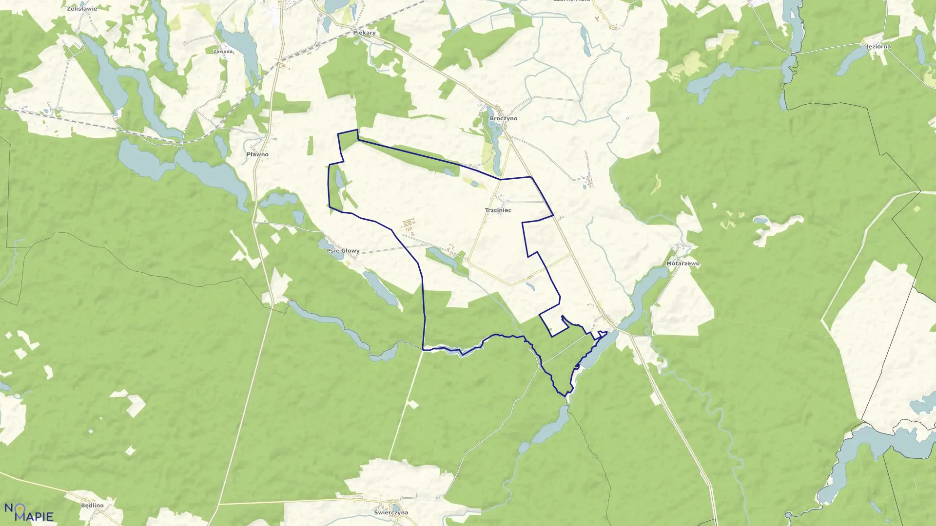 Mapa obrębu Trzciniec w gminie Czaplinek